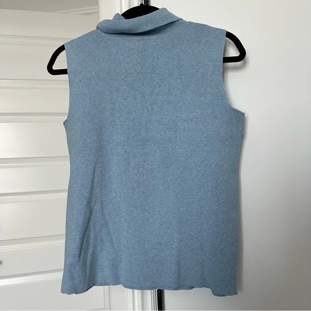 Talbots Sleeveless Blue Turtleneck Top Petite Size Medium - Picture 6 of 6